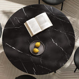 Clare Round Marble Dining Table, Black 110cm