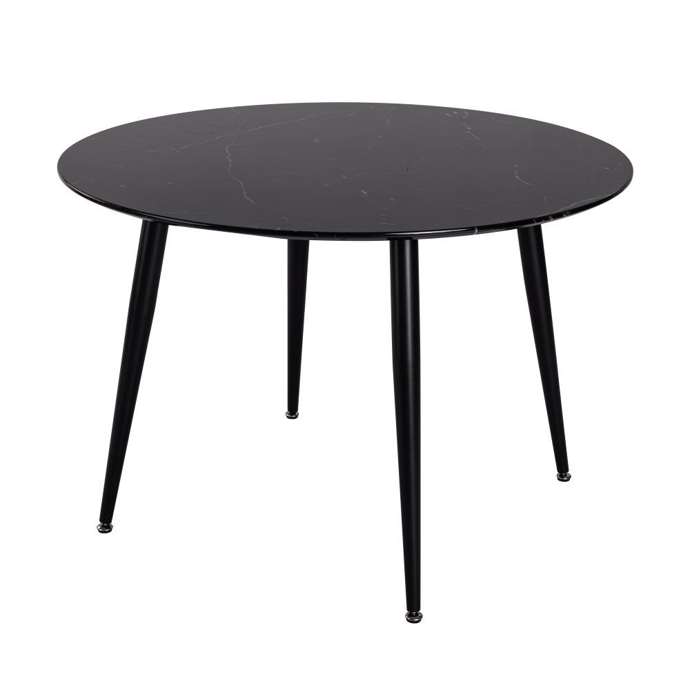 Clare Round Marble Dining Table, Black 110cm
