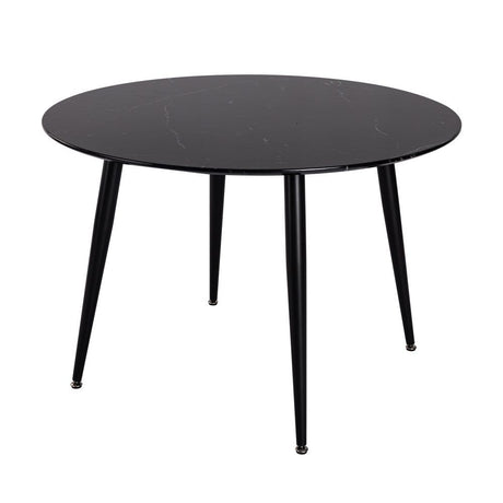 Clare Round Marble Dining Table, Black 110cm