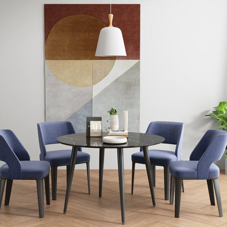 Clare Round Marble Dining Table, Black 110cm