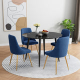 Clare Round Marble Dining Table, Black 110cm