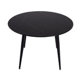 Clare Round Marble Dining Table, Black 110cm