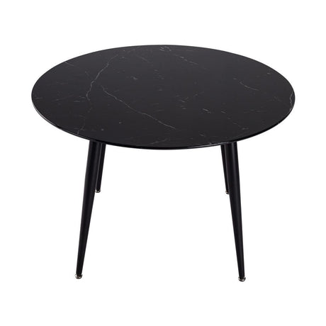 Clare Round Marble Dining Table, Black 110cm