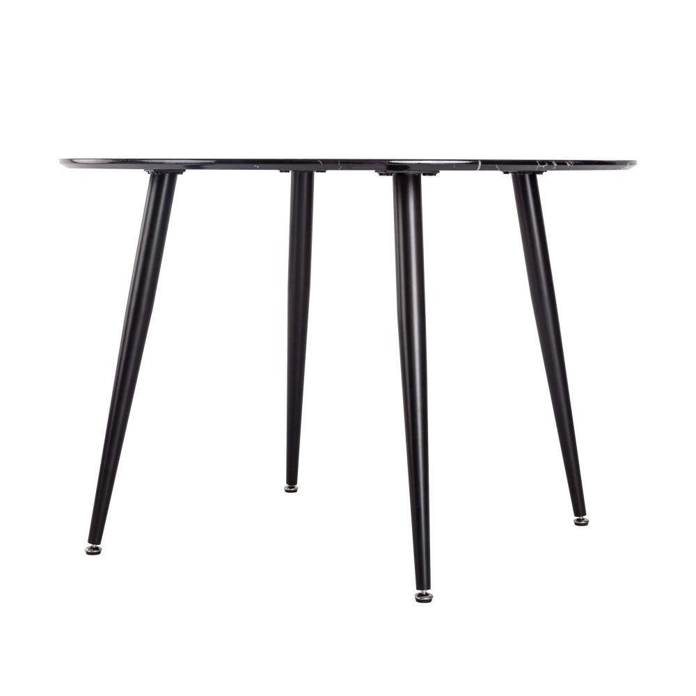 Clare Round Marble Dining Table, Black 110cm