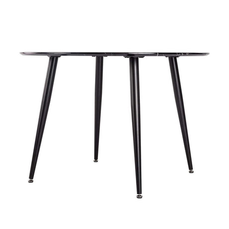 Clare Round Marble Dining Table, Black 110cm