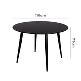 Clare Round Marble Dining Table, Black 110cm