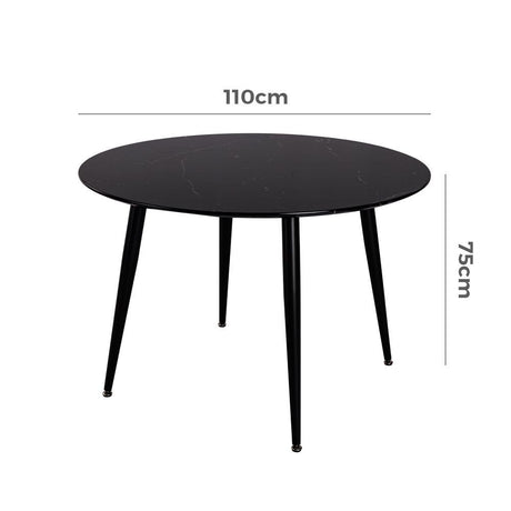 Clare Round Marble Dining Table, Black 110cm
