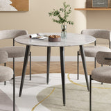 Clare Round Marble Dining Table, White 110cm