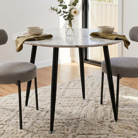 Clare Round Marble Dining Table, White 110cm