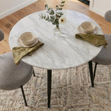 Clare Round Marble Dining Table, White 110cm