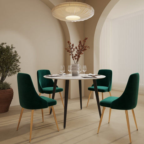 Clare Round Marble Dining Table, White 110cm