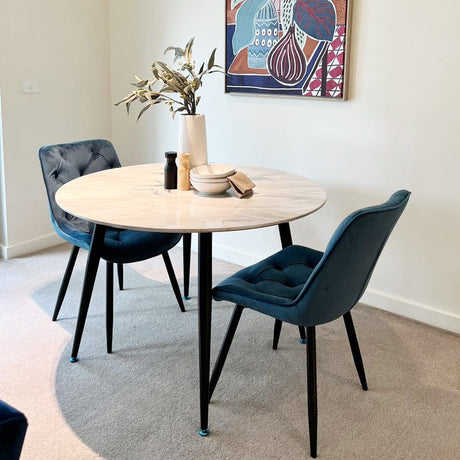 Clare Round Marble Dining Table, White 110cm