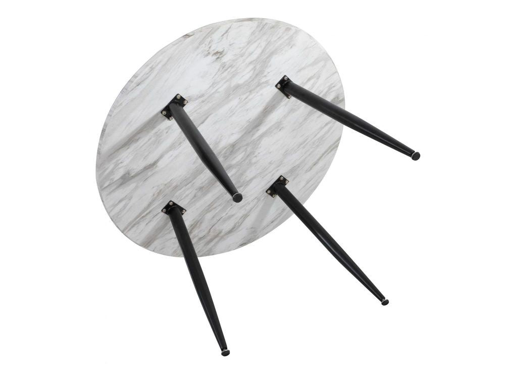 Clare Round Marble Dining Table, White 110cm