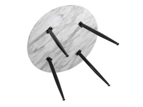 Clare Round Marble Dining Table, White 110cm