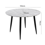 Clare Round Marble Dining Table, White 110cm