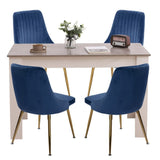 Mount Torrens 5 Piece Dining Set, Grey and Blue Velvet