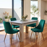 Mount Torrens grey and green velvet dining set in a modern dining room