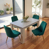 Mount Torrens 5 Piece Dining Set, Grey and Green Velvet