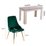 Mount Torrens 5 Piece Dining Set, Grey and Green Velvet