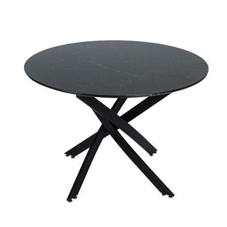 Gumeracha 5 Piece Dining Set, Black Marble and Blue Velvet