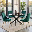Gumeracha black marble and green velvet dining set in a modern dining room