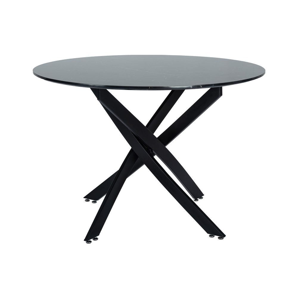Gumeracha 5 Piece Dining Set, Black Marble and Green Velvet