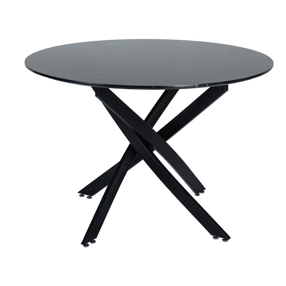 Gumeracha 5 Piece Dining Set, Black Marble and Green Velvet