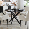 Round Black Marble-Effect Dining Table — Seats 4, White Veining — Allure Home Collections