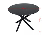 Round Black Marble-Effect Dining Table — Seats 4, White Veining — Allure Home Collections