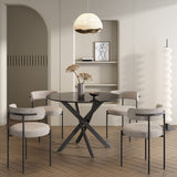 Round Black Marble-Effect Dining Table — Seats 4, White Veining — Allure Home Collections