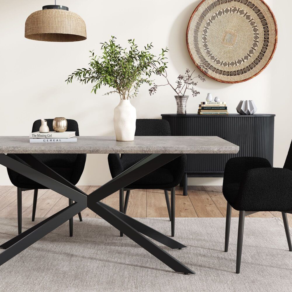 Manoora rectangular dining table in dark grey