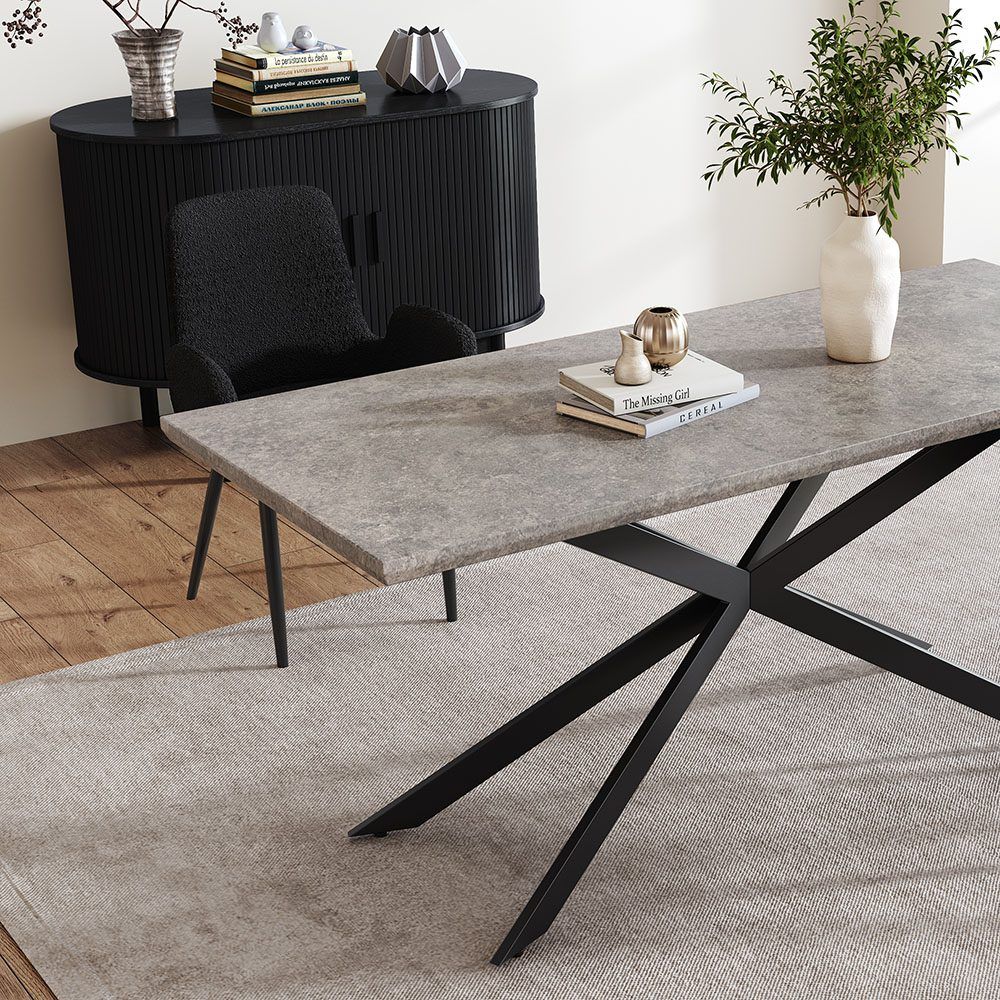 Manoora rectangular dining table in dark grey