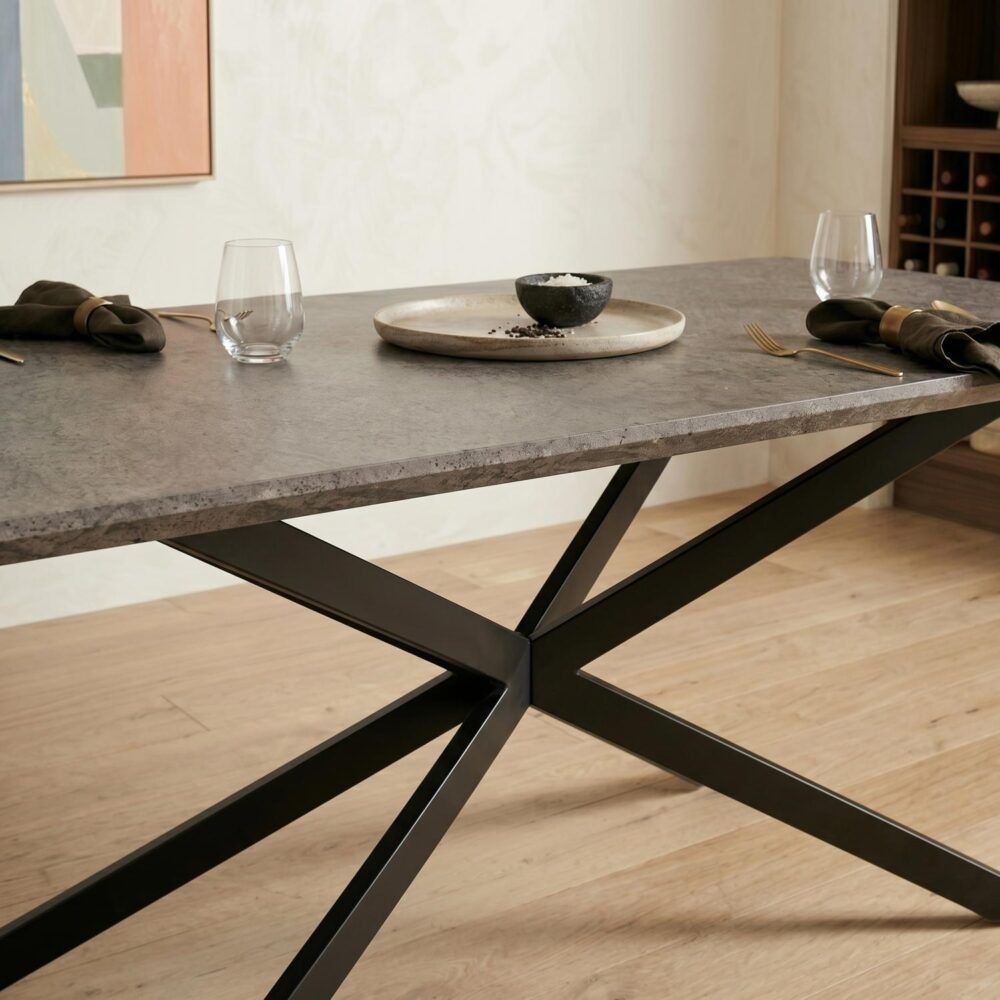 Manoora rectangular dining table in dark grey