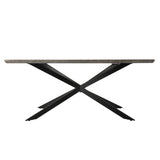 Kersbrook 7 Piece Dining Set, Dark Grey Marble and Blue Velvet