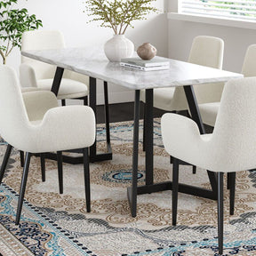 Sevenhill Rectangular Marble Dining Table, White 170cm