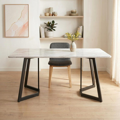 Sevenhill Rectangular Marble Dining Table, White 170cm