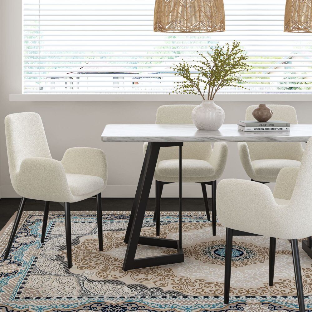Sevenhill Rectangular Marble Dining Table, White 170cm