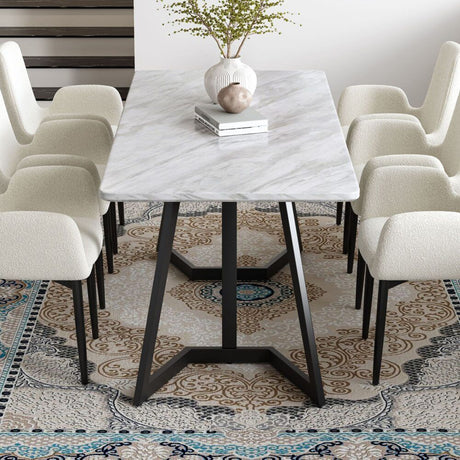 Sevenhill Rectangular Marble Dining Table, White 170cm
