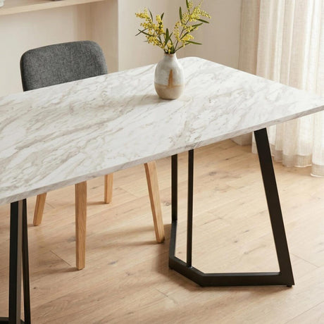 Sevenhill Rectangular Marble Dining Table, White 170cm
