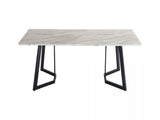 Rectangular Marble-Effect Dining Table — Elegant White Veining — Allure Home Collections