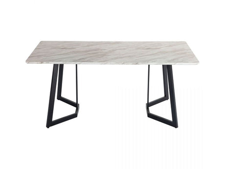 Rectangular Marble-Effect Dining Table — Elegant White Veining — Allure Home Collections