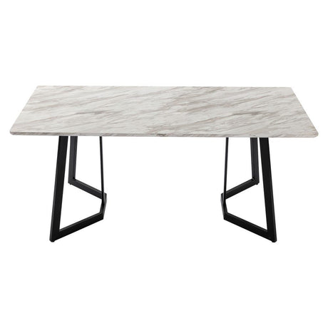 Ashton 7 Piece Dining Set, White Marble and Green Velvet