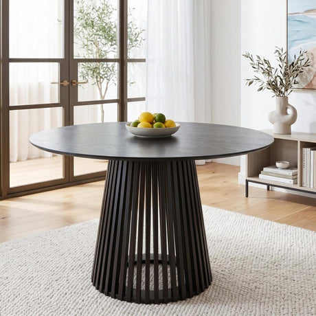 Leasingham Round Dining Table, Black 110cm