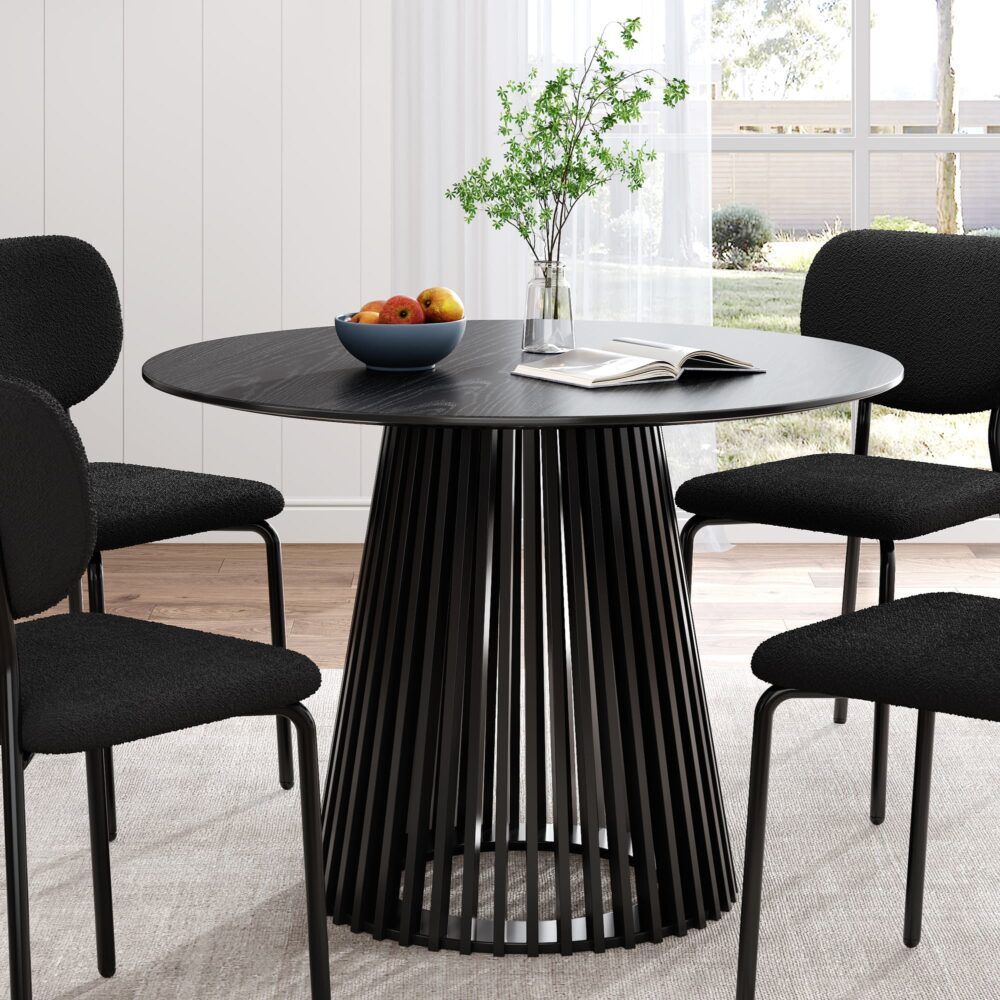 Leasingham Round Dining Table, Black 110cm