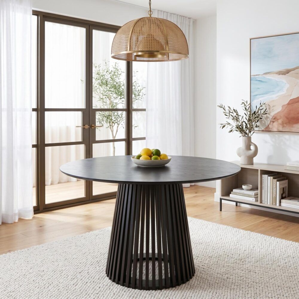 Leasingham Round Dining Table, Black 110cm