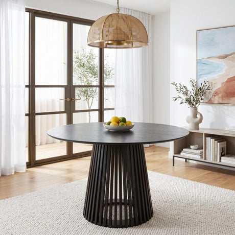 Leasingham Round Dining Table, Black 110cm