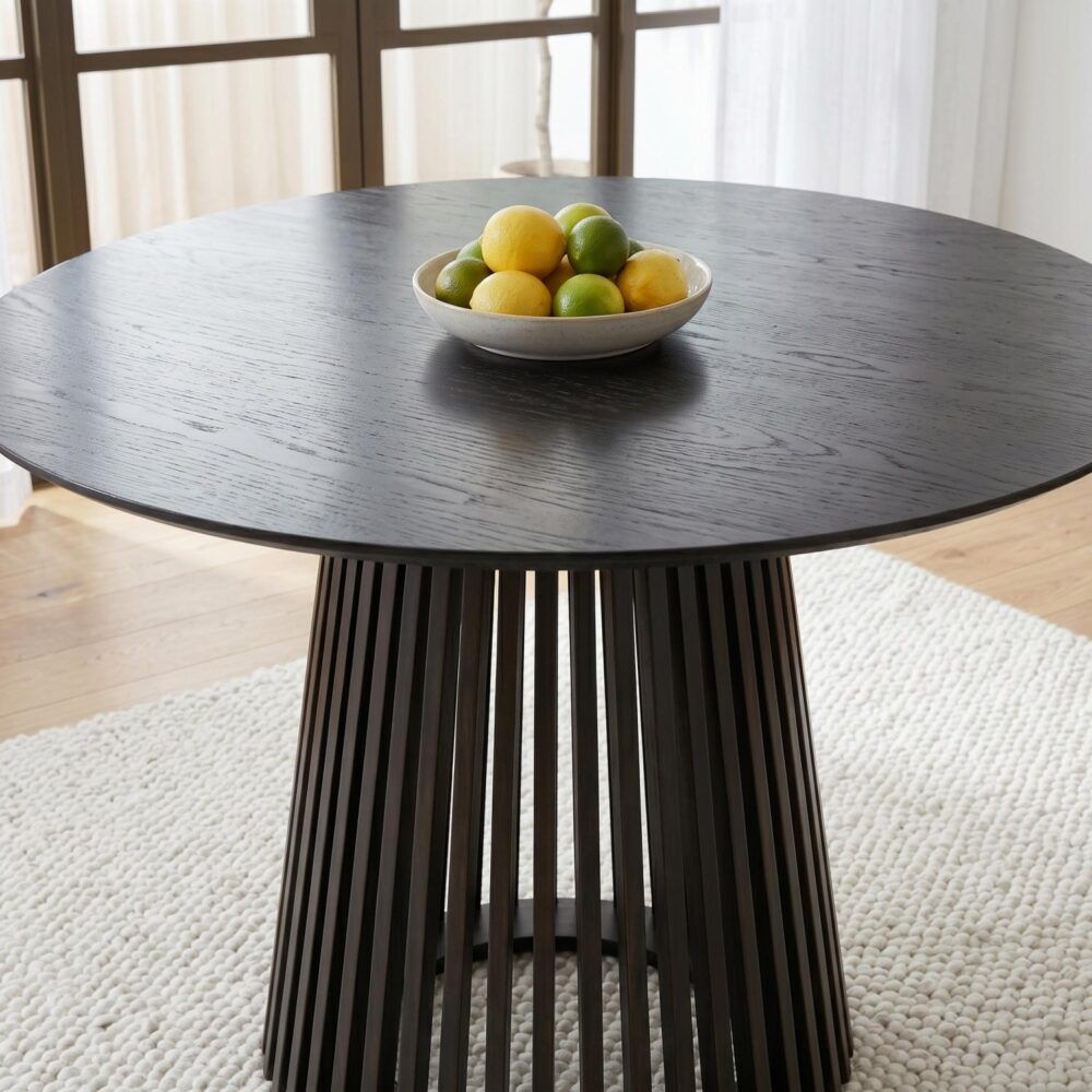 Leasingham Round Dining Table, Black 110cm