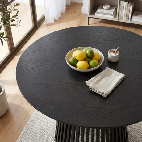 Leasingham Round Dining Table, Black 110cm