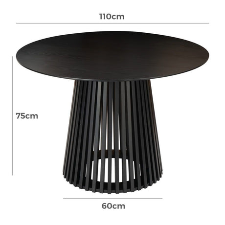 Leasingham Round Dining Table, Black 110cm