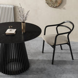 Palmer Sleek Silhouette Dining Table — Black Slatted Design — Allure Home Collections